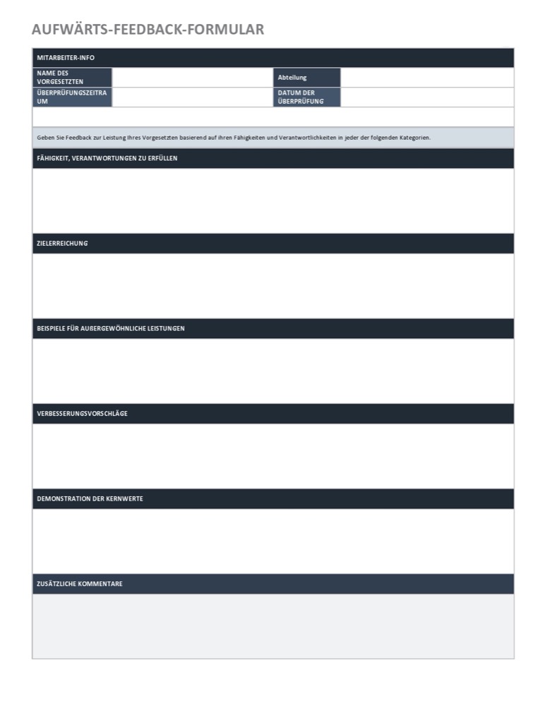 Upward Feedback Form Template German