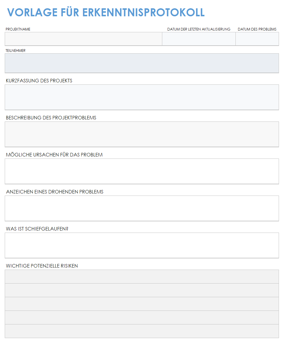  Protokollvorlage für gewonnene Erkenntnisse