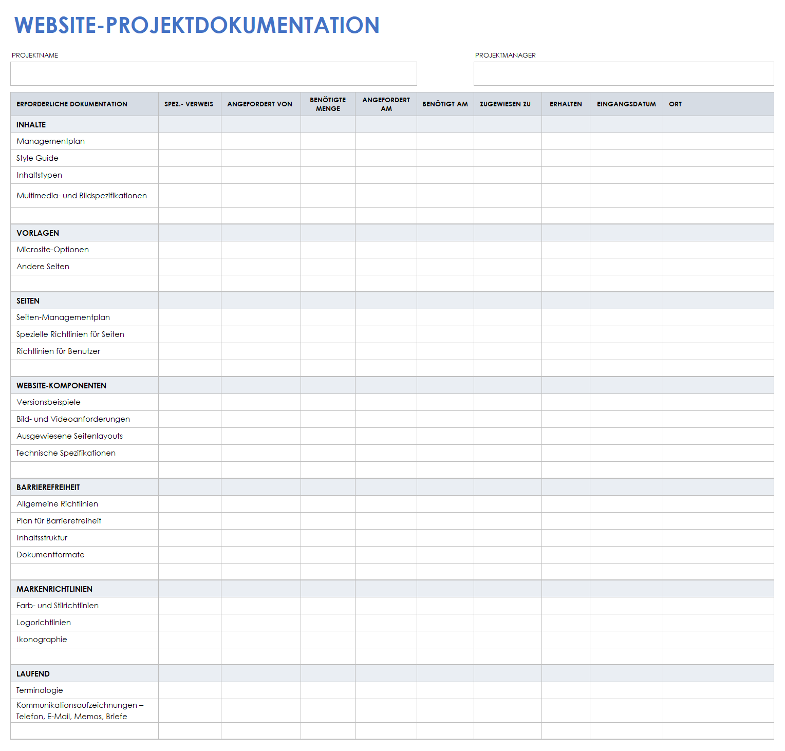  Website-Projektdokumentationsvorlage