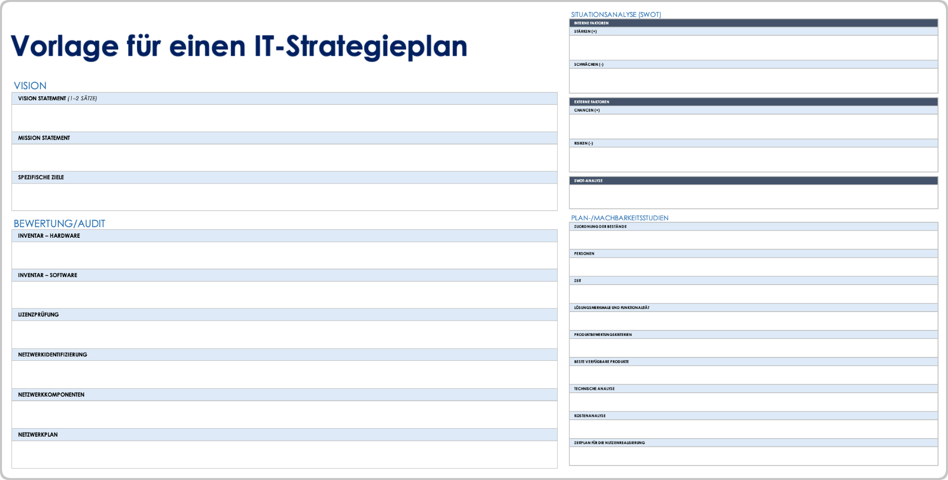  Vorlage für einen strategischen IT Plan