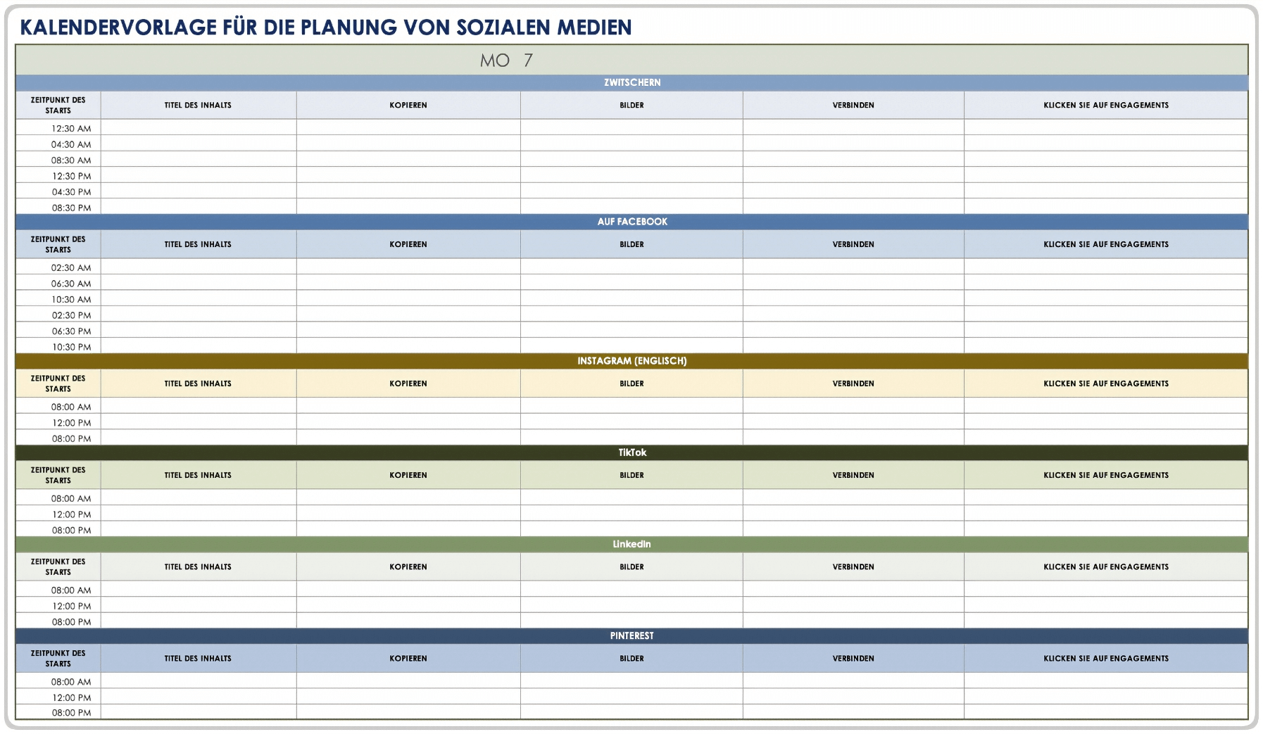 Social Media Planungskalender