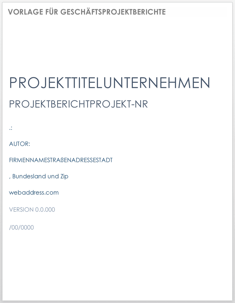 Berichtsvorlage für Geschäftsprojekte