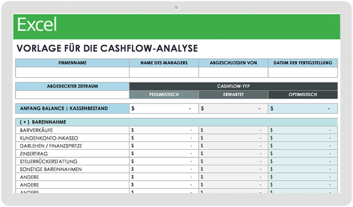 Vorlage für die Cashflow-Analyse