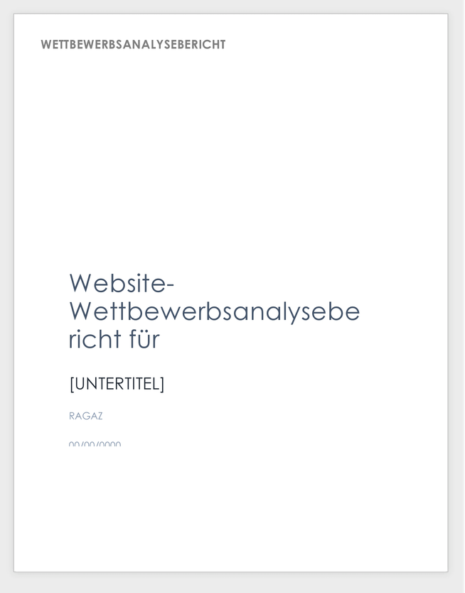 Competitive Analysis Report Template Word-German
