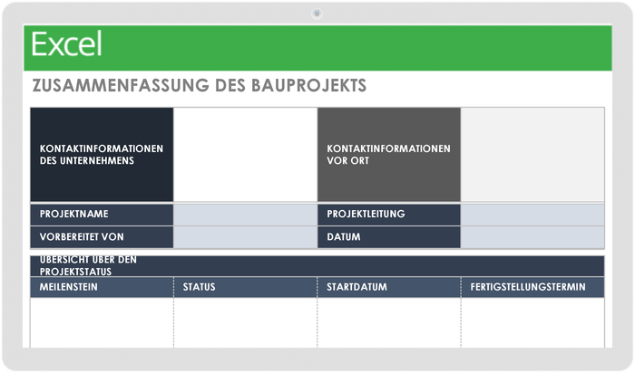 Vorlage für die Zusammenfassung des Bauprojekts