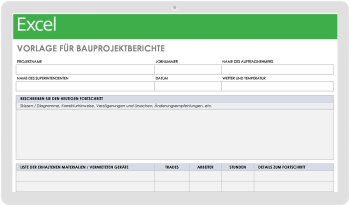 Vorlage für Bauprojektberichte