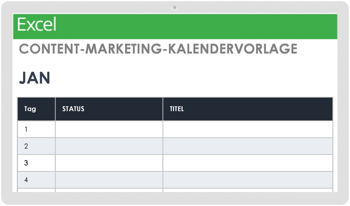 Kalendervorlage für Content-Marketing