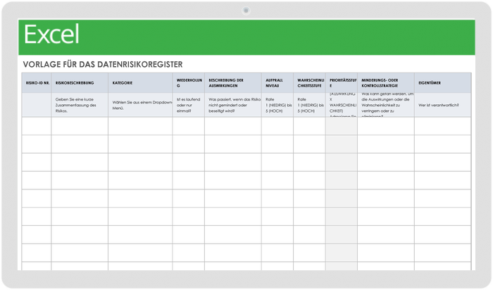  Vorlage für das Datenrisikoregister
