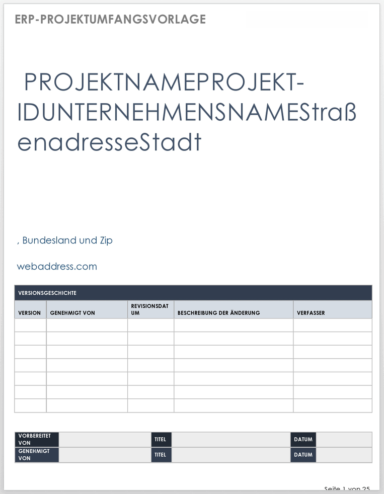 ERP-Projektumfangsvorlage