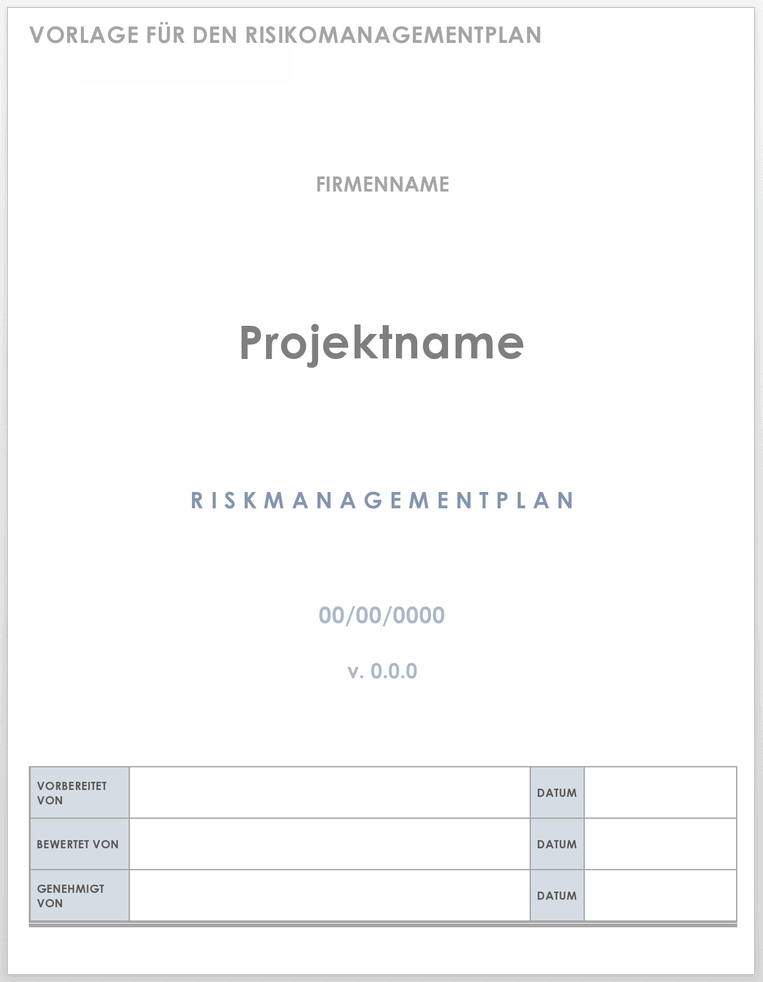 Vorlage für einen H2-Risikomanagementplan