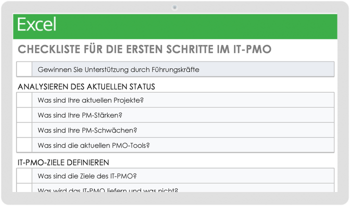  Checklistenvorlage für den Einstieg in das IT-PMO