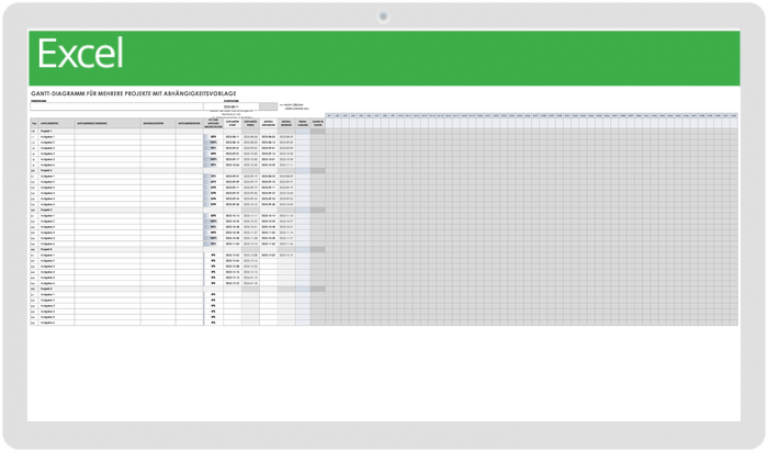 Multiple Project Gantt Chart with Dependencies 49481 - DE