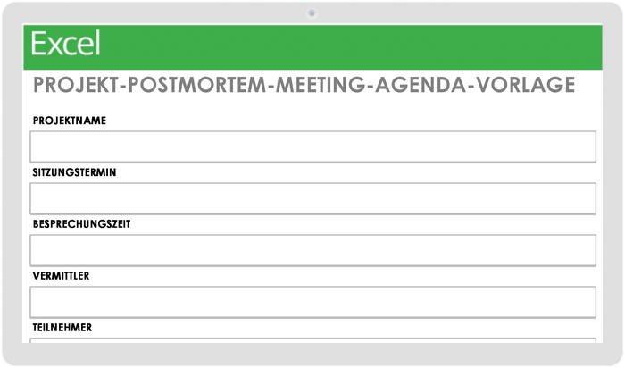 Vorlage für die Tagesordnung der Projektpostmortem-Sitzung