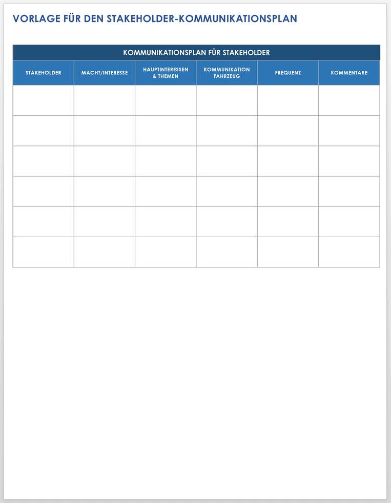 Stakeholder Communication Plan 49012 - DE