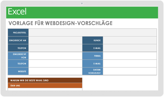  Vorlage für Webdesign-Vorschläge