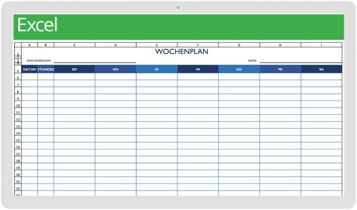  Arbeitsplan SUN bis SAT Vorlage